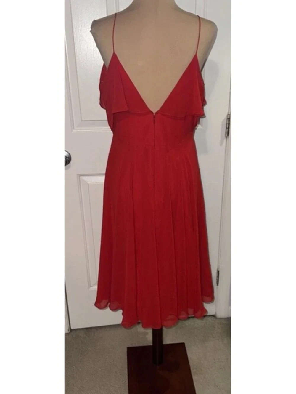 Jenny Yoo Kelli Dress Size 10 Red Lipstick Luxe Chiffon NWT